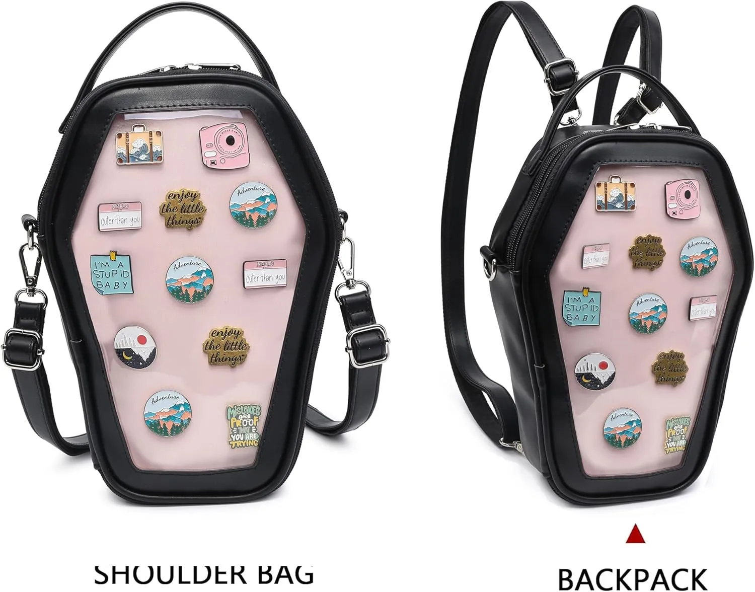 Ita Bag Backpack Gothic Coffin Shape Fashion Purses and Handbags Halloween JK Bags Detachable Cross Straps