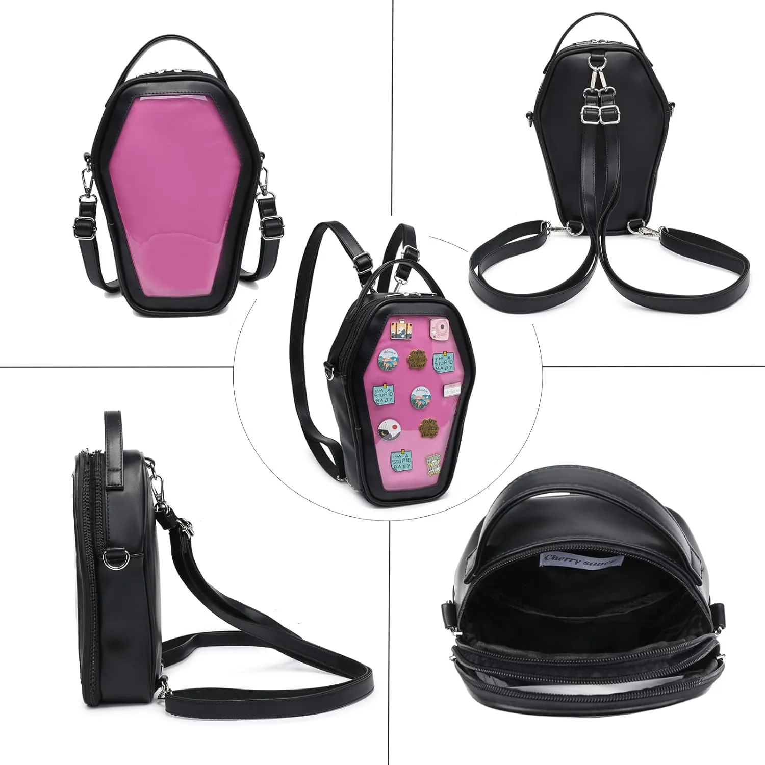 Ita Bag Backpack Gothic Coffin Shape Fashion Purses and Handbags Halloween JK Bags Detachable Cross Straps