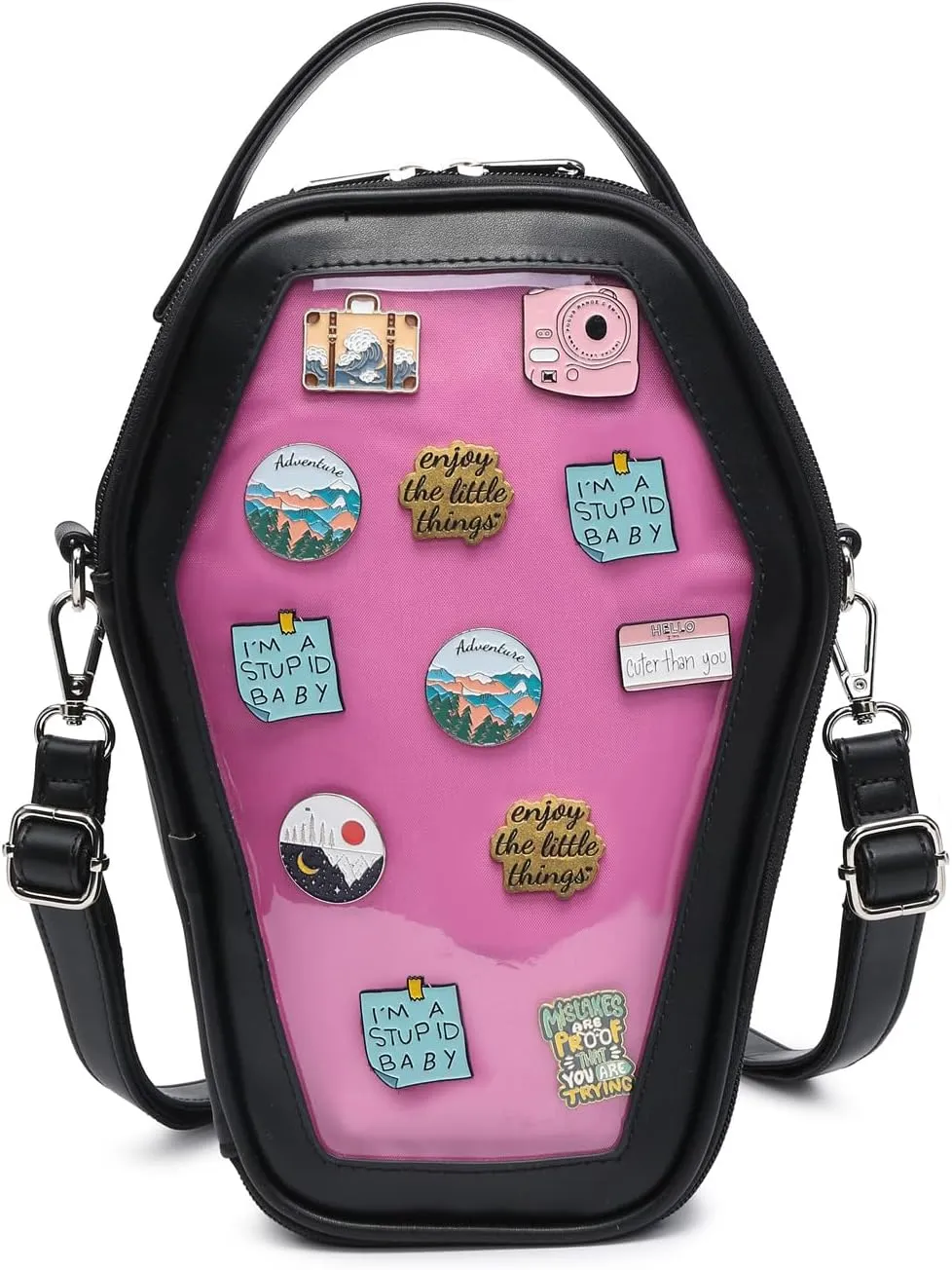 Ita Bag Backpack Gothic Coffin Shape Fashion Purses and Handbags Halloween JK Bags Detachable Cross Straps
