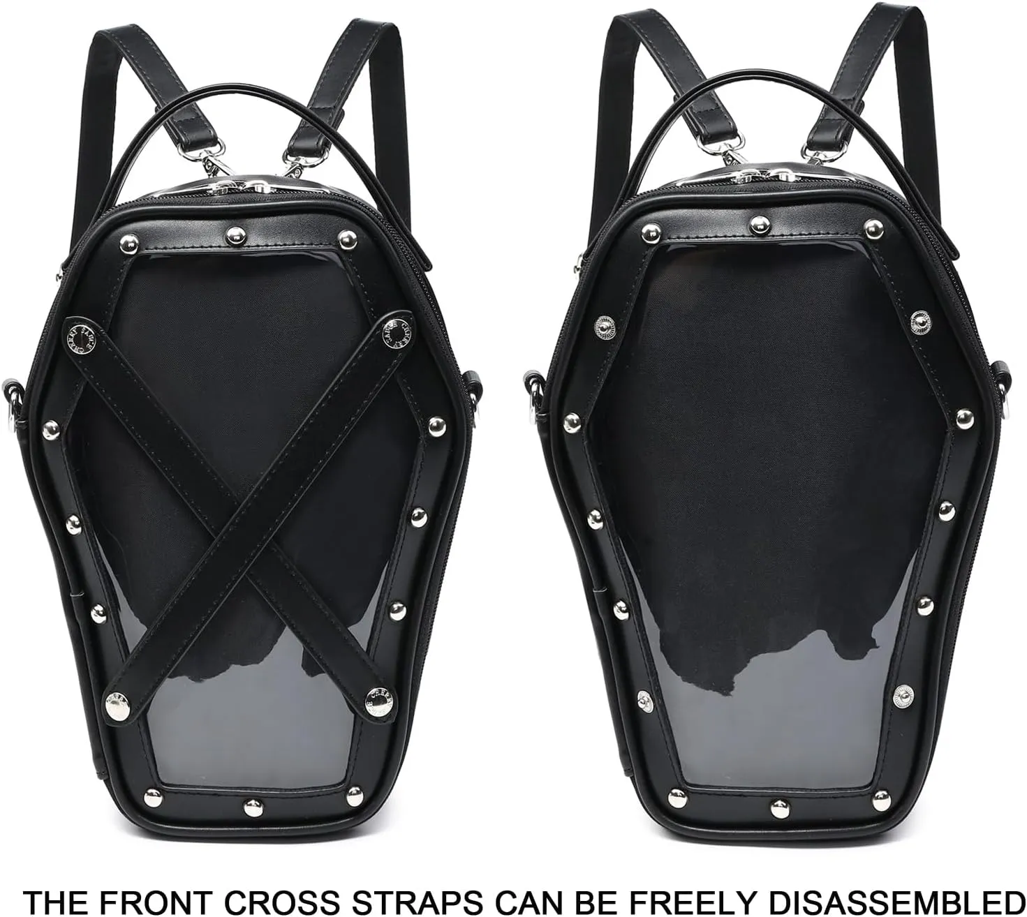 Ita Bag Backpack Gothic Coffin Shape Fashion Purses and Handbags Halloween JK Bags Detachable Cross Straps