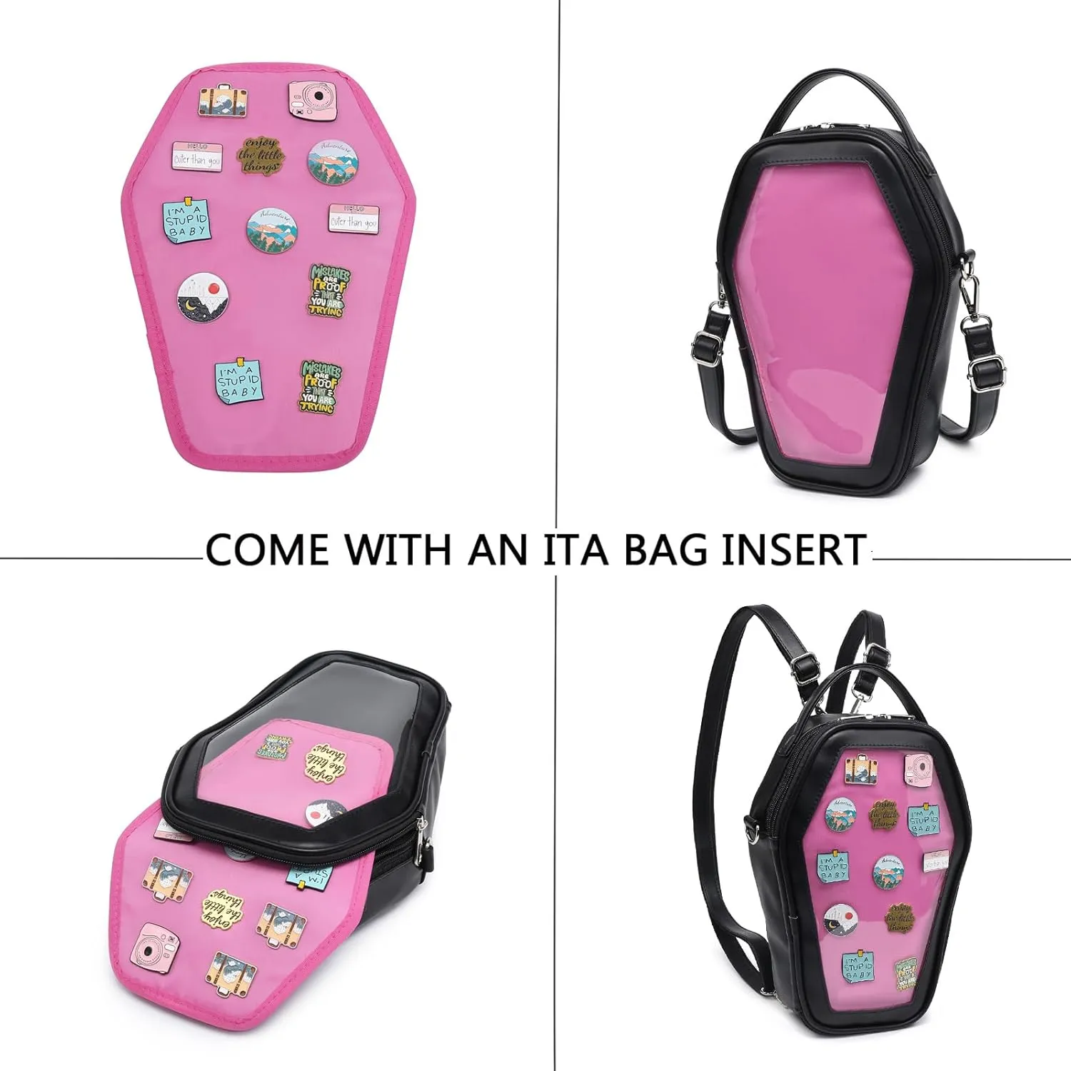 Ita Bag Backpack Gothic Coffin Shape Fashion Purses and Handbags Halloween JK Bags Detachable Cross Straps