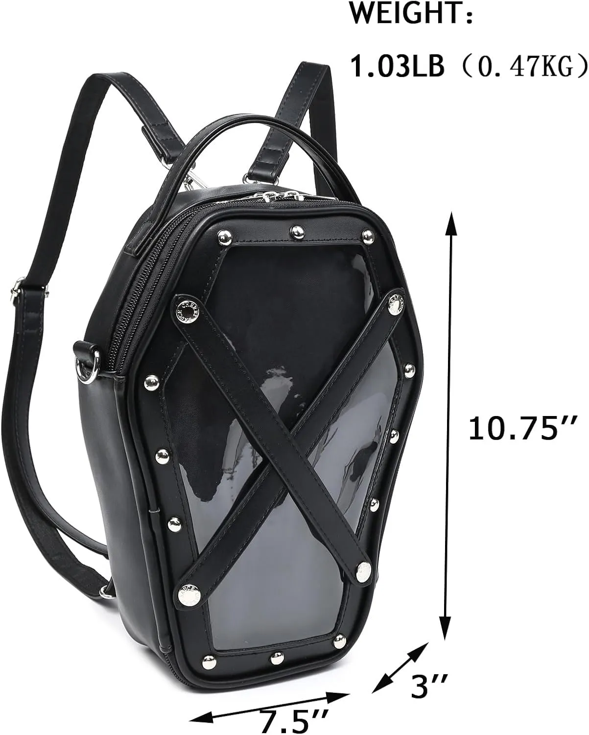 Ita Bag Backpack Gothic Coffin Shape Fashion Purses and Handbags Halloween JK Bags Detachable Cross Straps