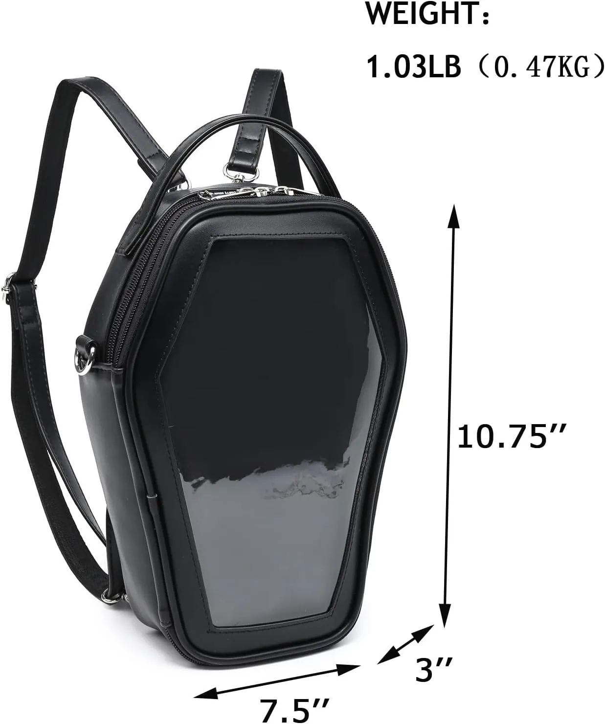Ita Bag Backpack Gothic Coffin Shape Fashion Purses and Handbags Halloween JK Bags Detachable Cross Straps
