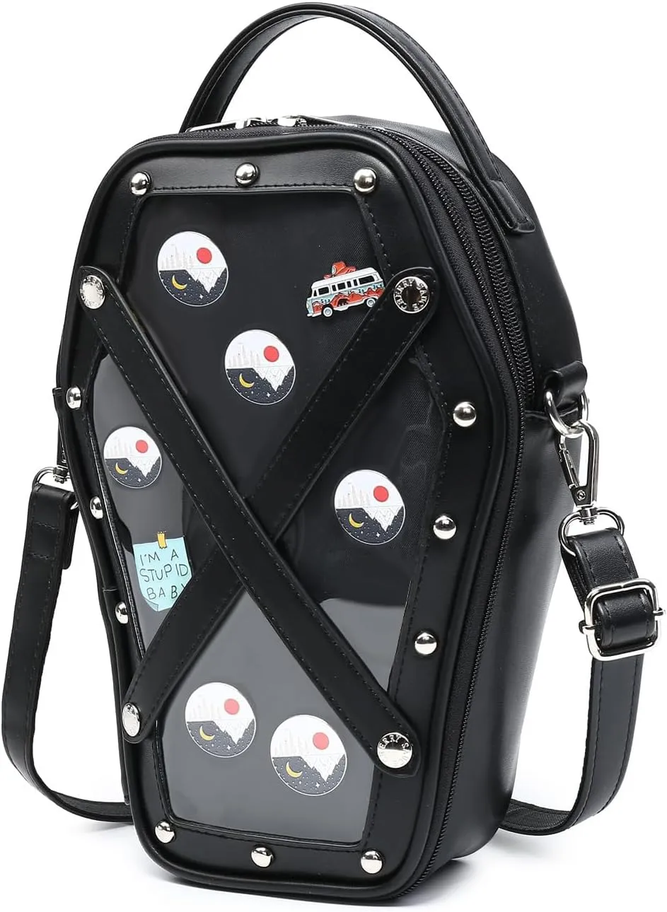 Ita Bag Backpack Gothic Coffin Shape Fashion Purses and Handbags Halloween JK Bags Detachable Cross Straps