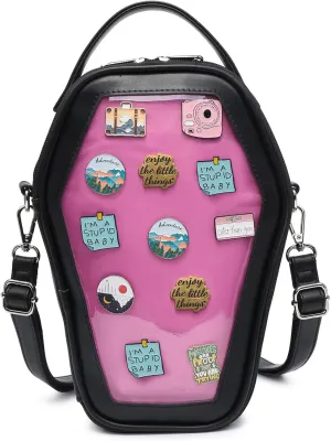 Ita Bag Backpack Gothic Coffin Shape Fashion Purses and Handbags Halloween JK Bags Detachable Cross Straps