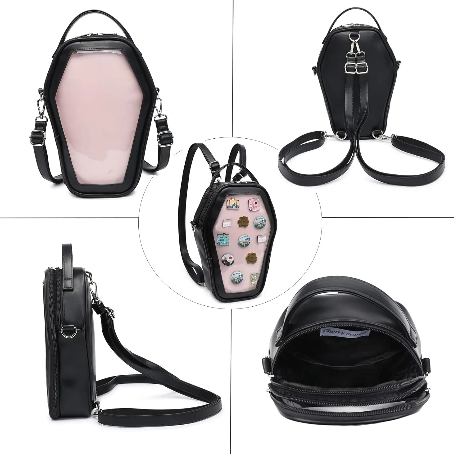 Ita Bag Backpack Gothic Coffin Shape Fashion Purses and Handbags Halloween JK Bags Detachable Cross Straps