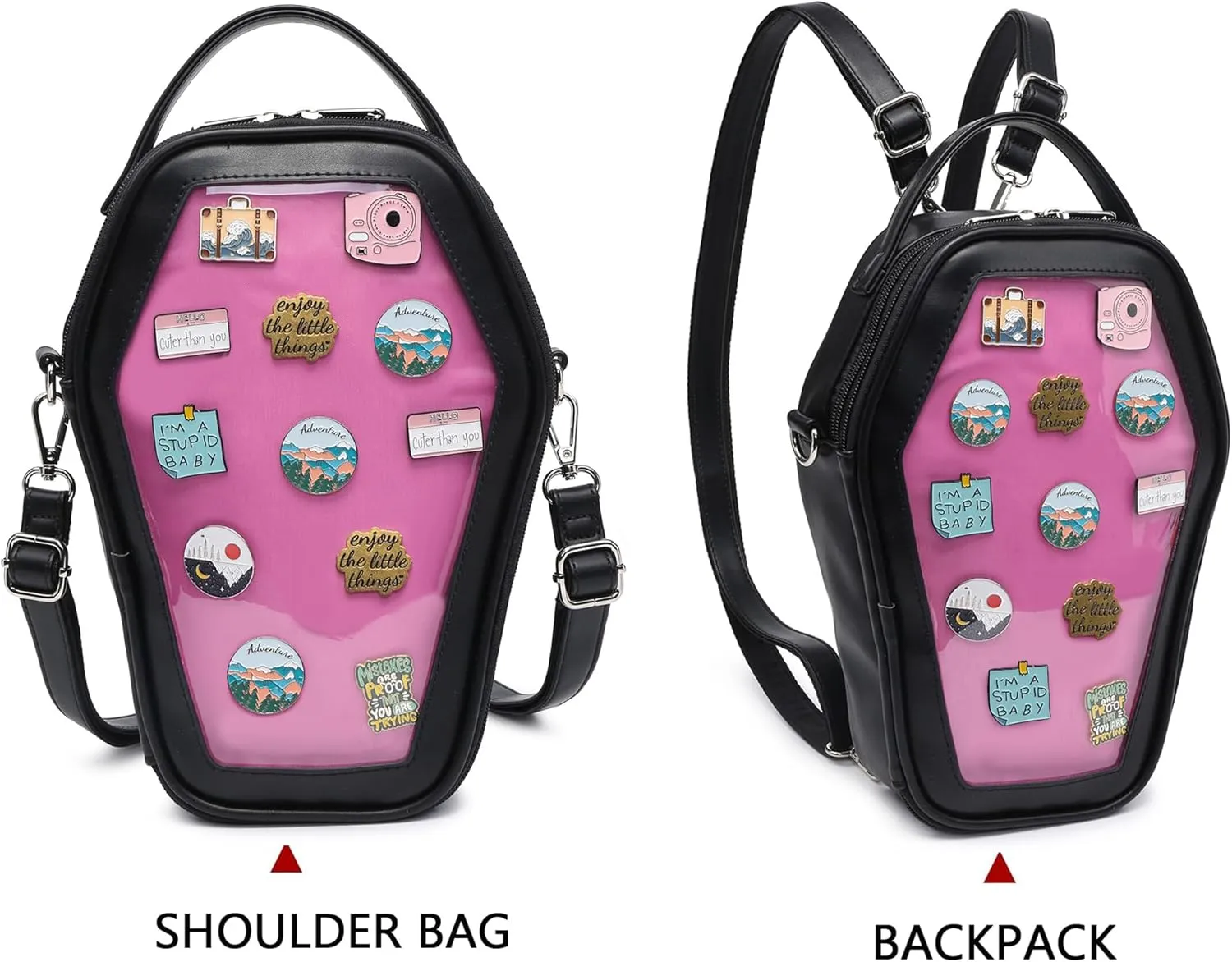 Ita Bag Backpack Gothic Coffin Shape Fashion Purses and Handbags Halloween JK Bags Detachable Cross Straps