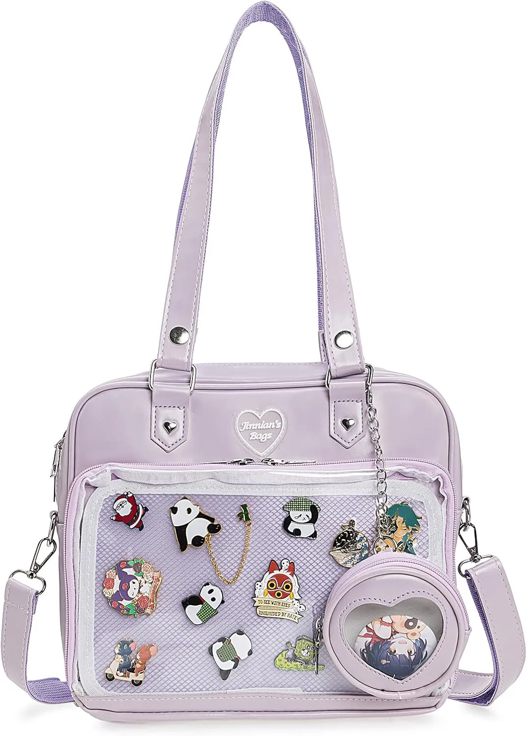 Ita Bag Crossbody Handbags Kawaii Shoulder Purse Square Backpack with Insert Anime Pins Display