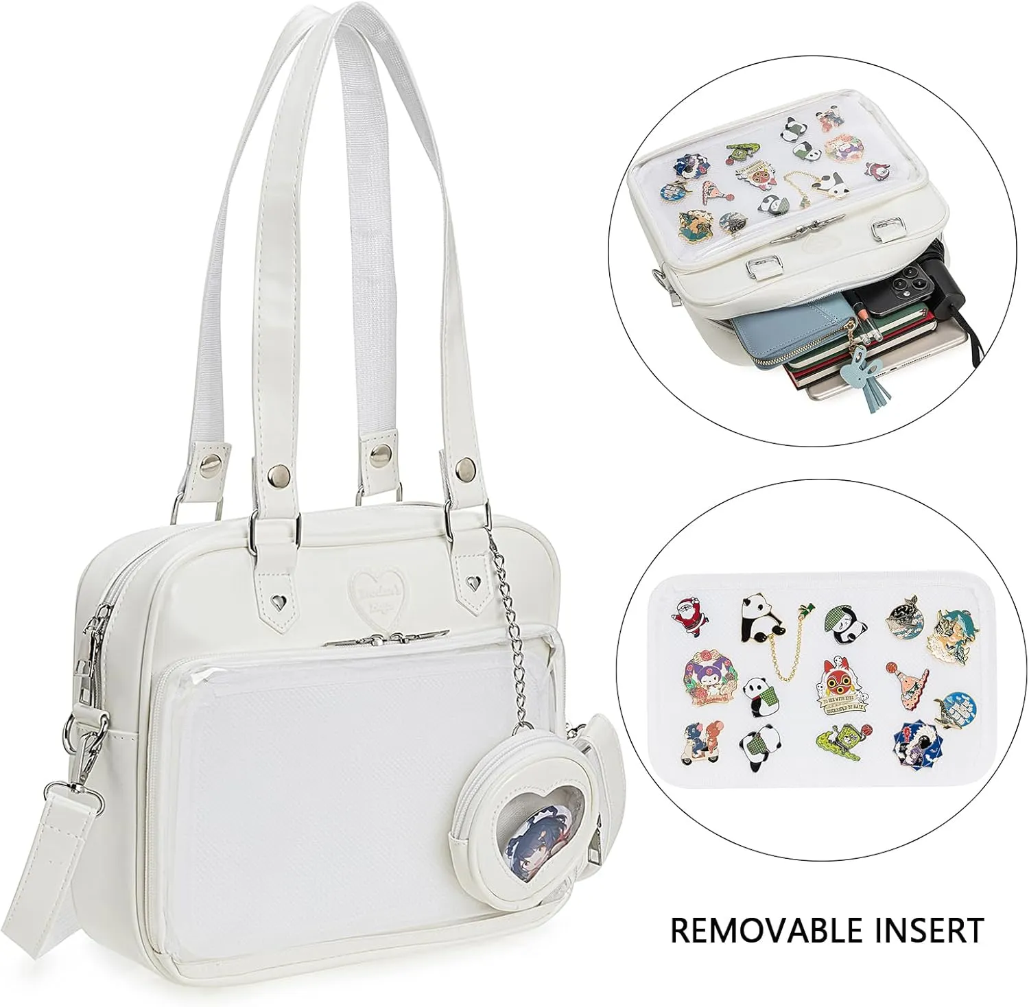 Ita Bag Crossbody Handbags Kawaii Shoulder Purse Square Backpack with Insert Anime Pins Display