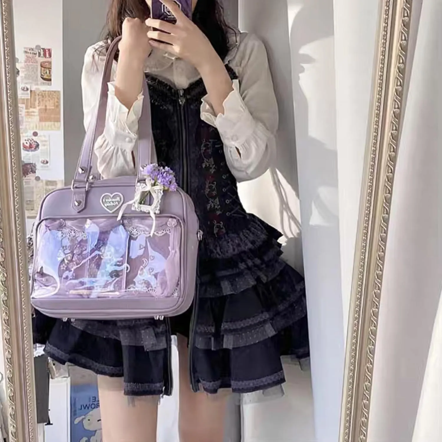Ita Bag Crossbody Handbags Kawaii Shoulder Purse Square Backpack with Insert Anime Pins Display