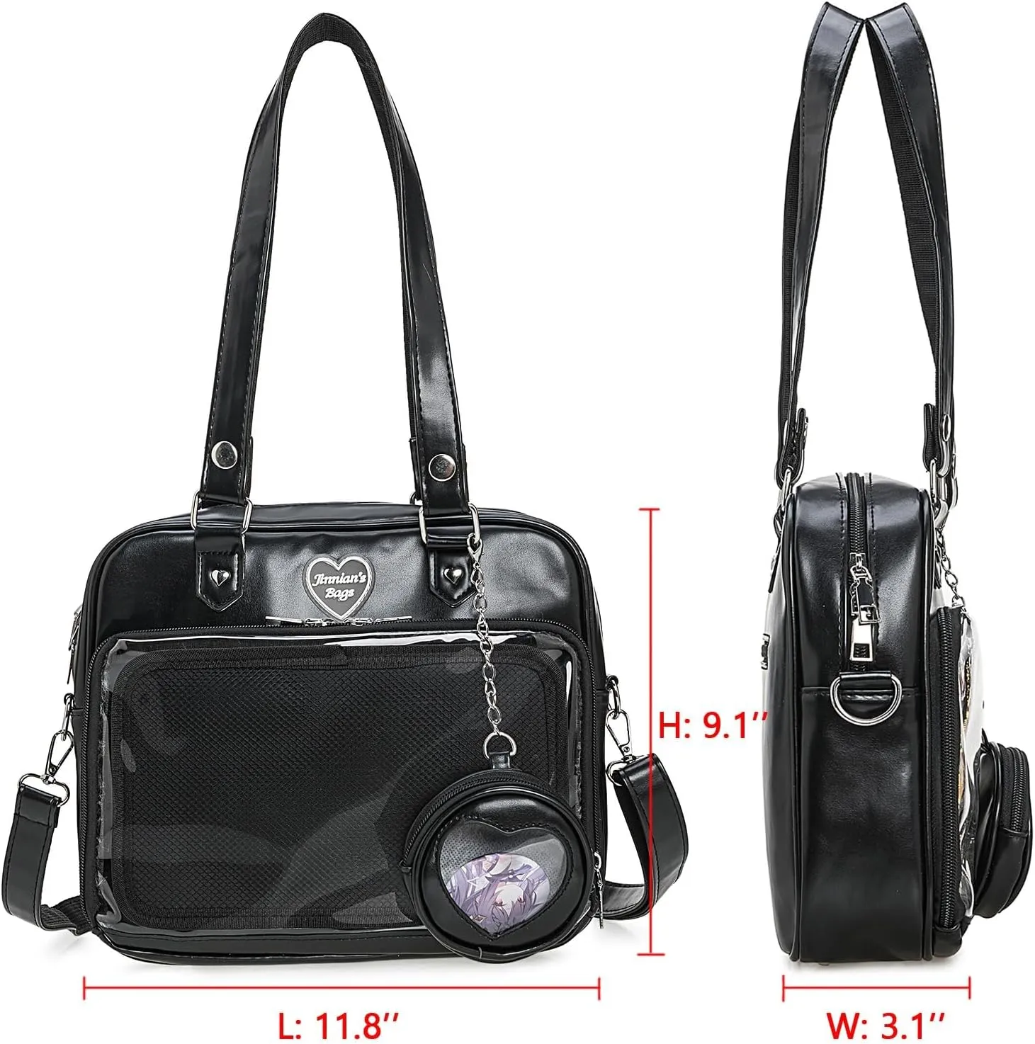Ita Bag Crossbody Handbags Kawaii Shoulder Purse Square Backpack with Insert Anime Pins Display