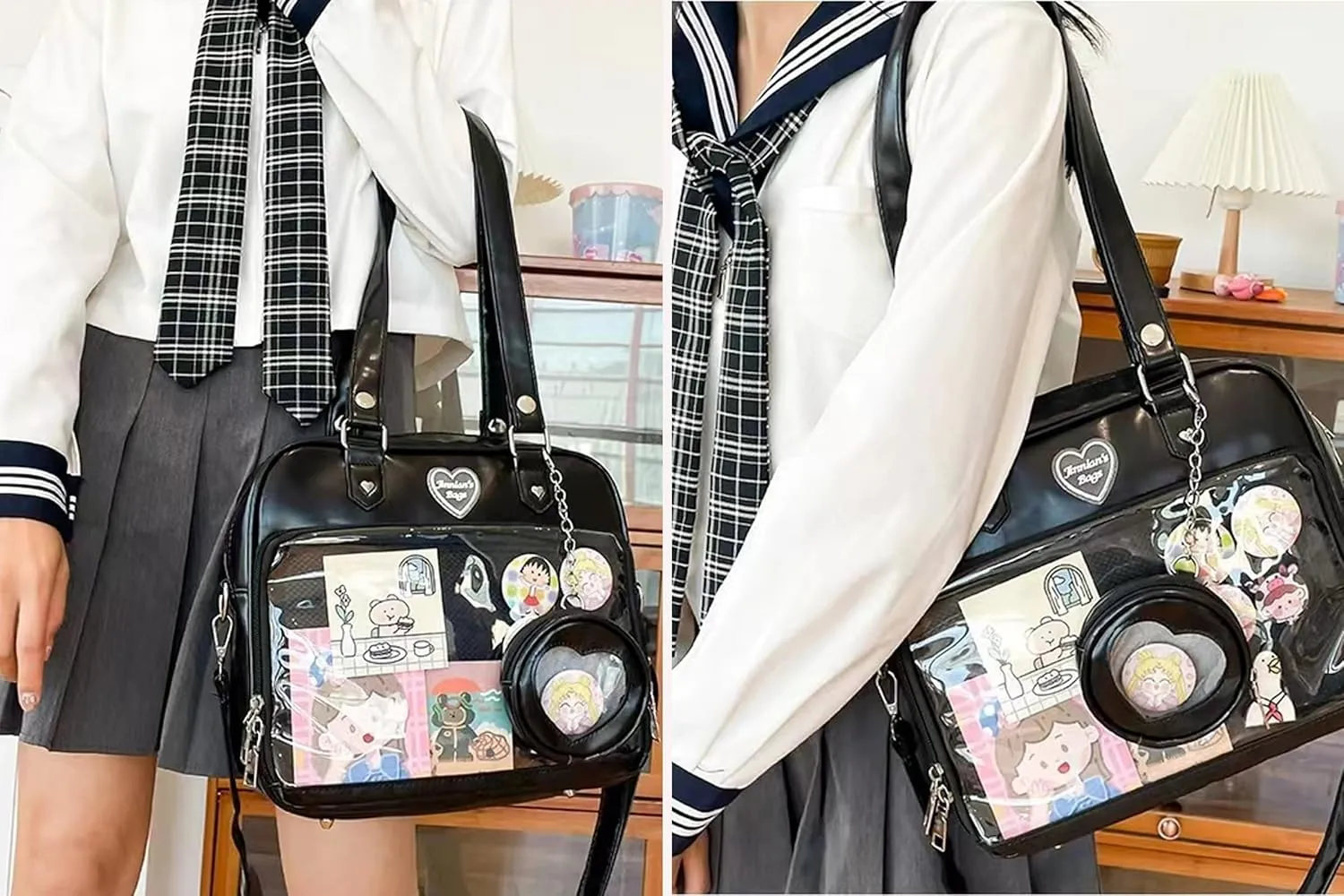 Ita Bag Crossbody Handbags Kawaii Shoulder Purse Square Backpack with Insert Anime Pins Display