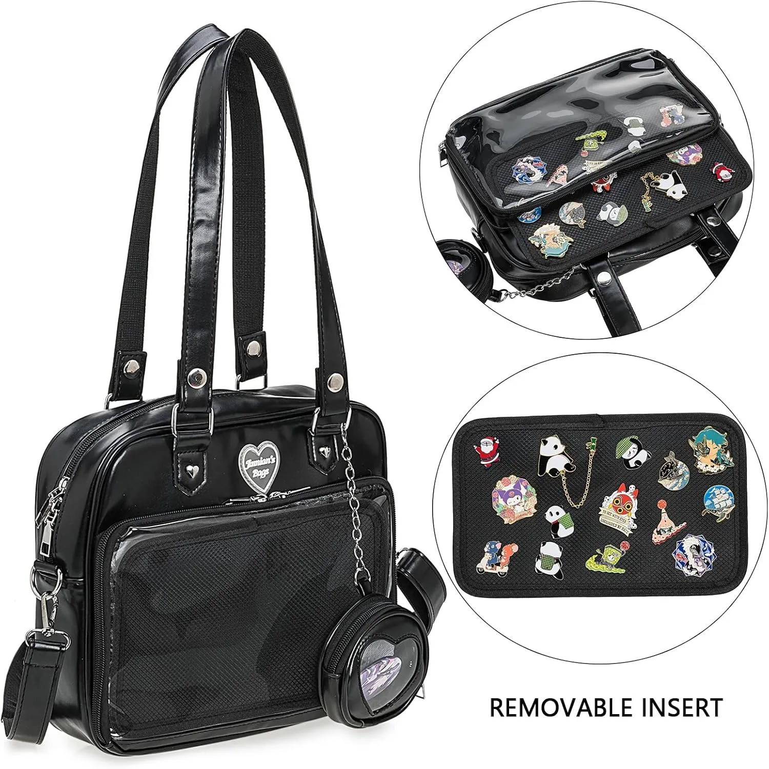 Ita Bag Crossbody Handbags Kawaii Shoulder Purse Square Backpack with Insert Anime Pins Display