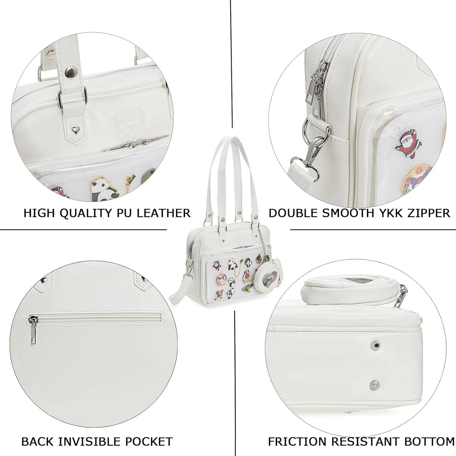 Ita Bag Crossbody Handbags Kawaii Shoulder Purse Square Backpack with Insert Anime Pins Display