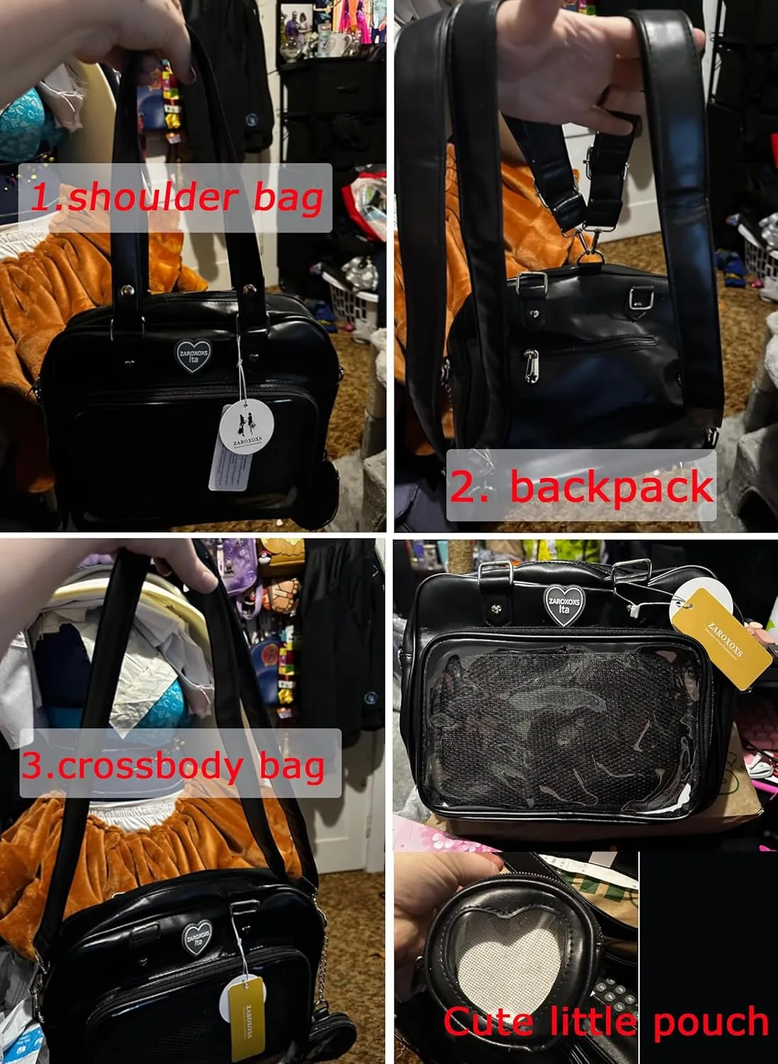 Ita Bag Crossbody Handbags Kawaii Shoulder Purse Square Backpack with Insert Anime Pins Display