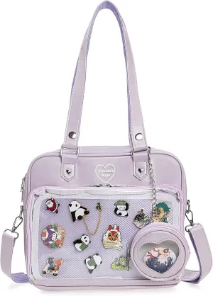 Ita Bag Crossbody Handbags Kawaii Shoulder Purse Square Backpack with Insert Anime Pins Display