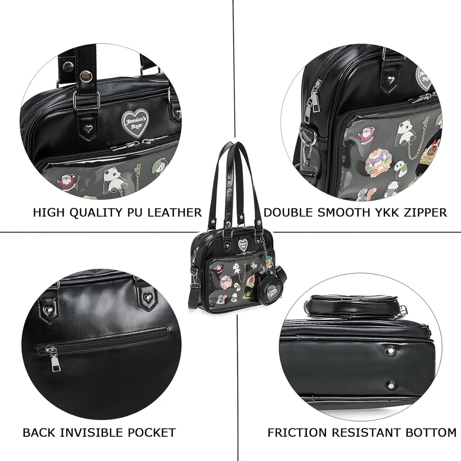 Ita Bag Crossbody Handbags Kawaii Shoulder Purse Square Backpack with Insert Anime Pins Display