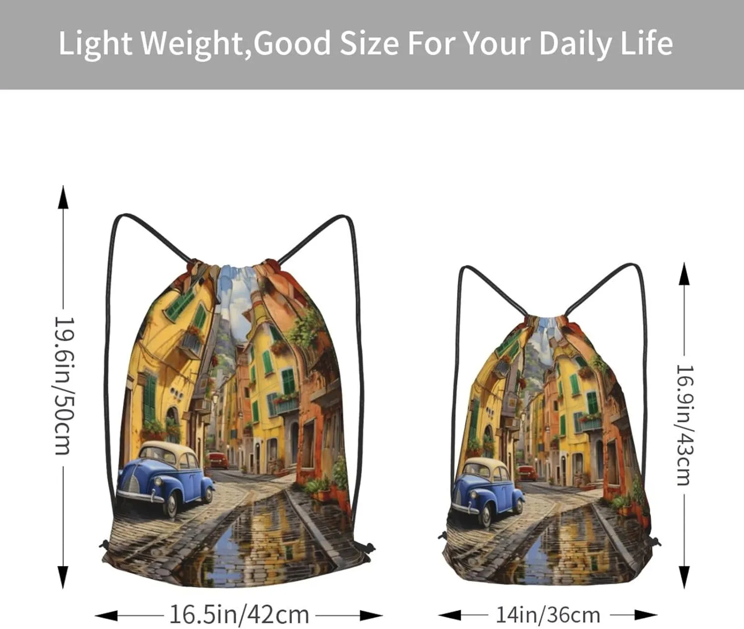 Italian Street Drawstring Backpacks Bulk String Bag Cinch Sack Pack Storage Knapsack Polyester For Sports