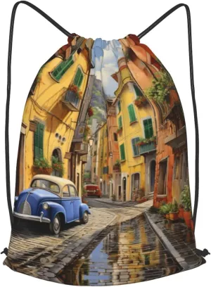 Italian Street Drawstring Backpacks Bulk String Bag Cinch Sack Pack Storage Knapsack Polyester For Sports