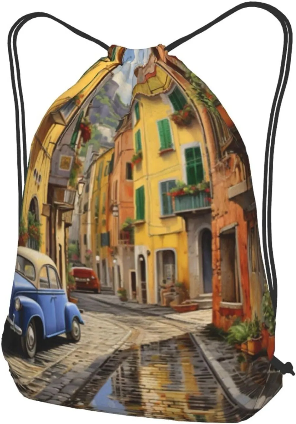 Italian Street Drawstring Backpacks Bulk String Bag Cinch Sack Pack Storage Knapsack Polyester For Sports