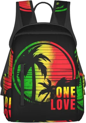 Jamaica One Loves Jamaican Pride Sunset Casual Backpacks Laptop Backpack Outdoor Travel Rucksack Sport Carry-On Daypack Lightweight Bag with Multi-Pockets