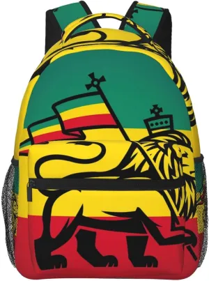 Jamaican Flag Rasta Reggae Judah Lion Backpacks 15in Laptop Backpack Multipurpose Double Shoulder Bag For Men Women Gifts