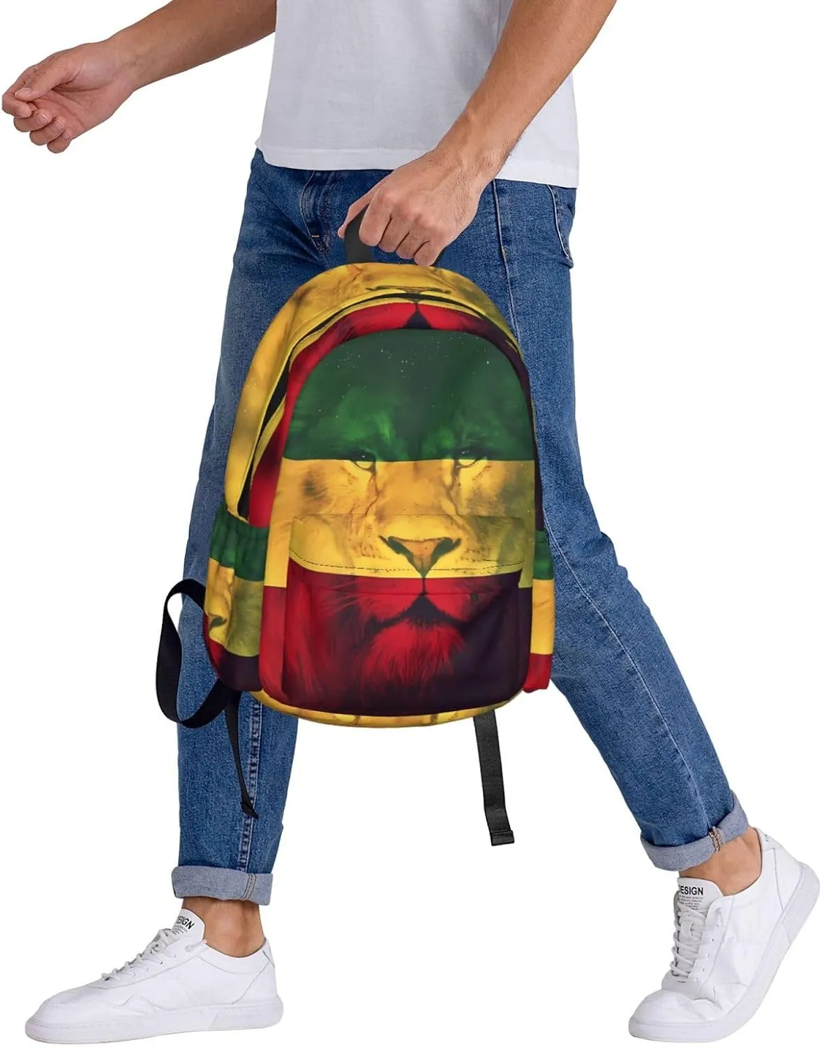 Jamaican Rasta Lion Flag Laptop Backpack Work Travel Backpacks Business Rucksack Casual Outdoor Daypack with Adjustable Strap Bags for Sports Office Gym Hiking