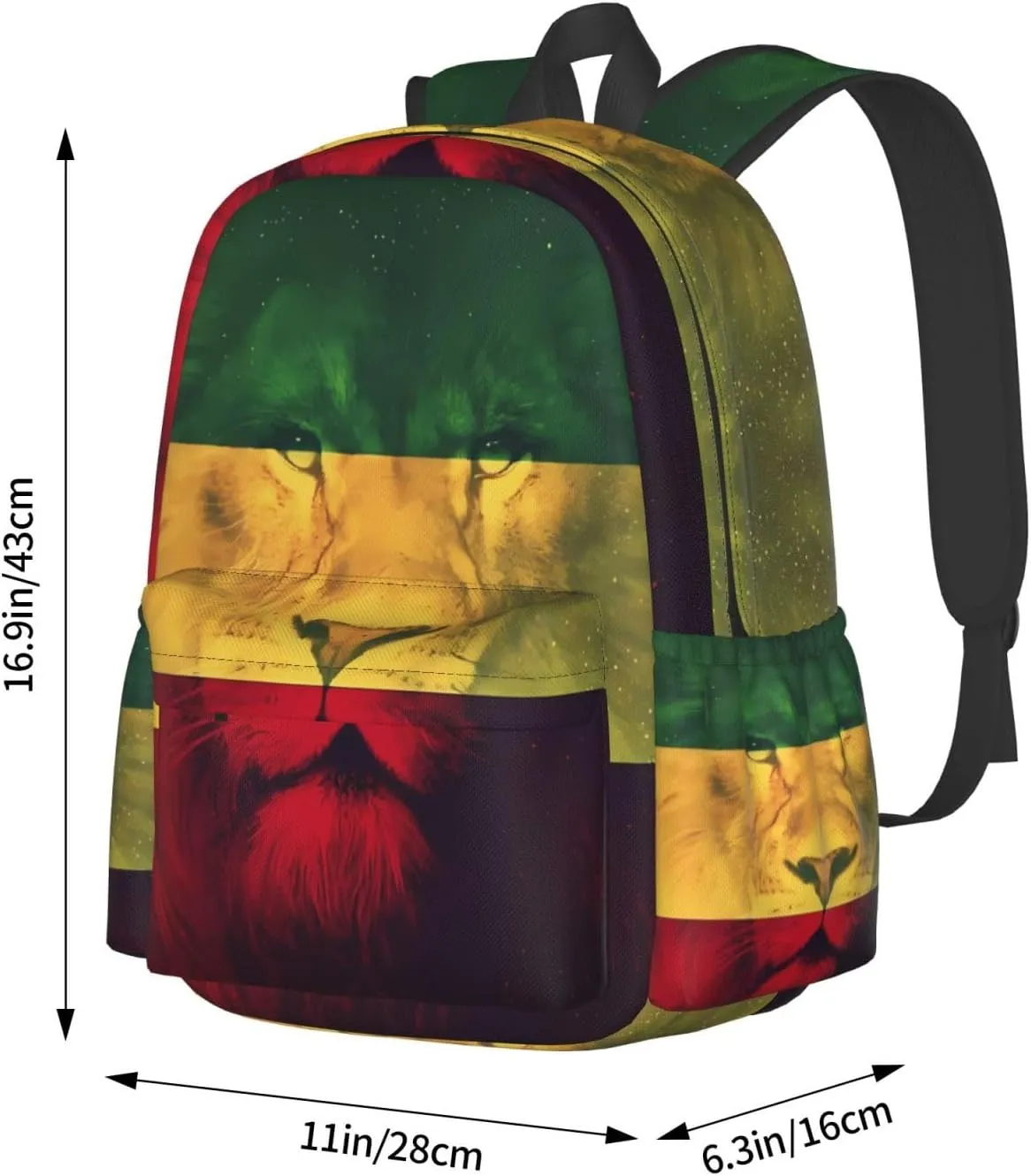 Jamaican Rasta Lion Flag Laptop Backpack Work Travel Backpacks Business Rucksack Casual Outdoor Daypack with Adjustable Strap Bags for Sports Office Gym Hiking