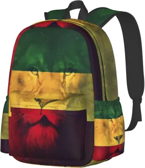 Jamaican Rasta Lion Flag Laptop Backpack Work Travel Backpacks Business Rucksack Casual Outdoor Daypack with Adjustable Strap Bags for Sports Office Gym Hiking