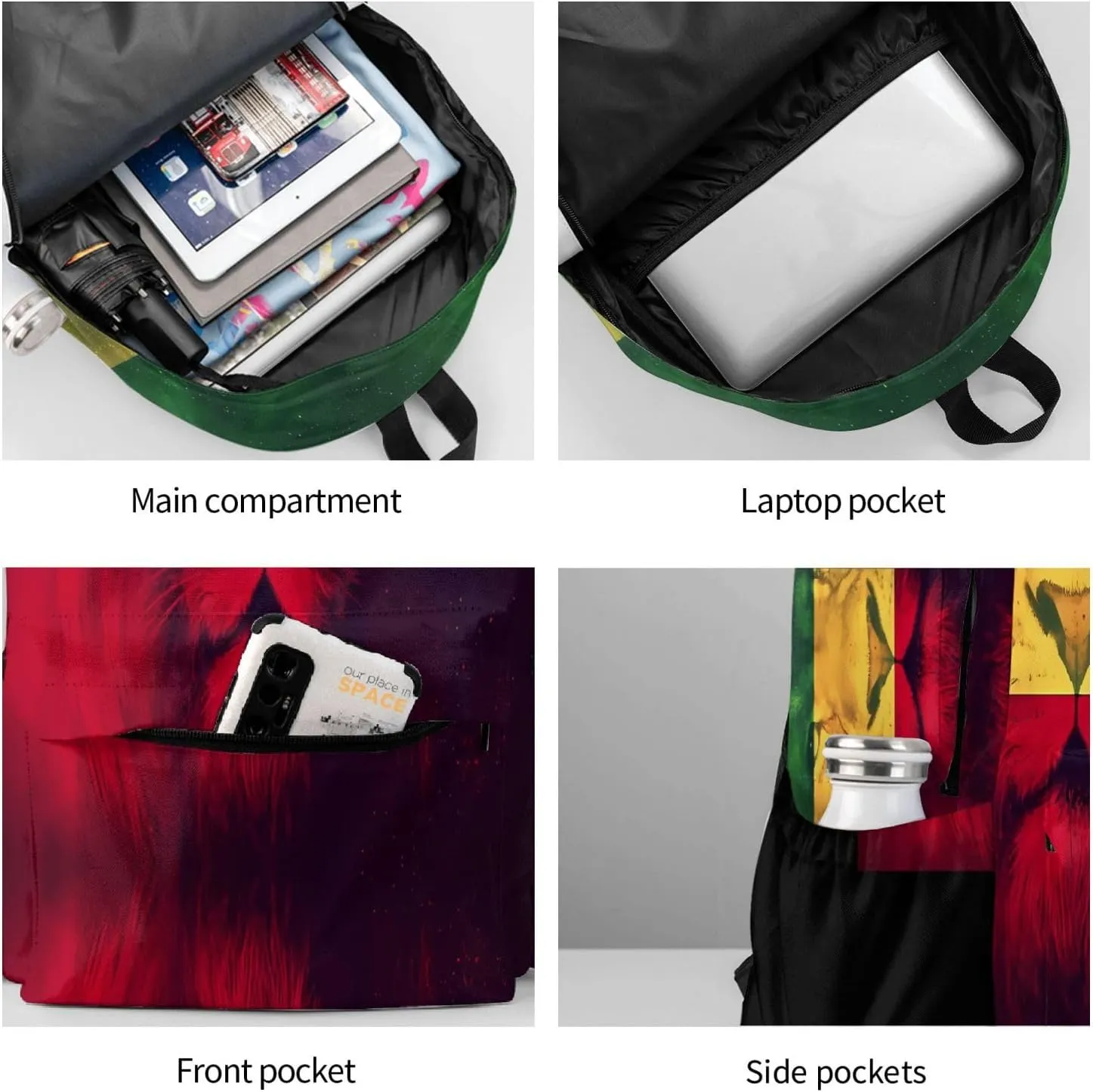 Jamaican Rasta Lion Flag Laptop Backpack Work Travel Backpacks Business Rucksack Casual Outdoor Daypack with Adjustable Strap Bags for Sports Office Gym Hiking