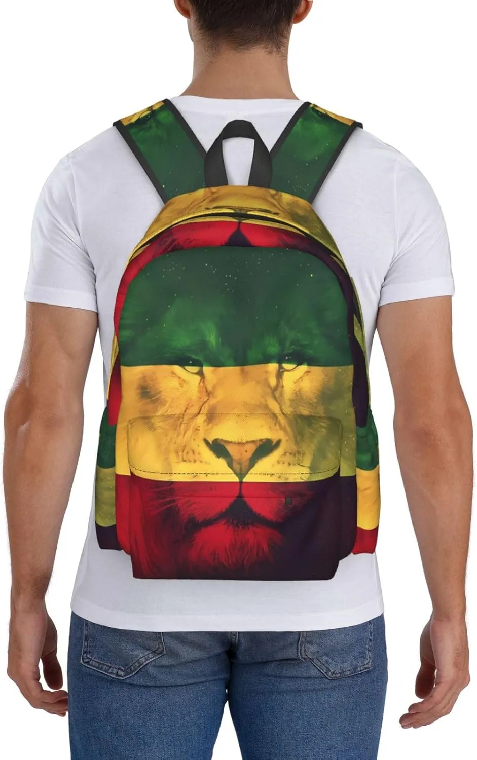 Jamaican Rasta Lion Flag Laptop Backpack Work Travel Backpacks Business Rucksack Casual Outdoor Daypack with Adjustable Strap Bags for Sports Office Gym Hiking