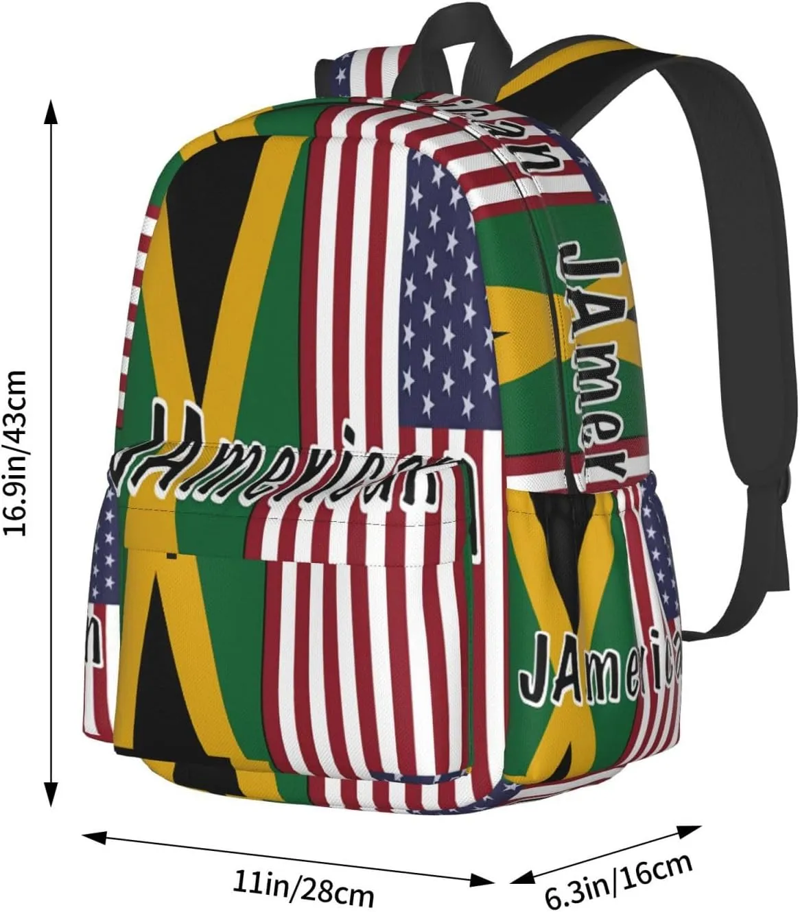 Jamaican Roots And American Flag Laptop Backpack Work Travel Backpacks Business Rucksack Casual Outdoor Daypack with Adjustable Strap Bags for Sports Office Gym Hiking