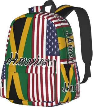 Jamaican Roots And American Flag Laptop Backpack Work Travel Backpacks Business Rucksack Casual Outdoor Daypack with Adjustable Strap Bags for Sports Office Gym Hiking