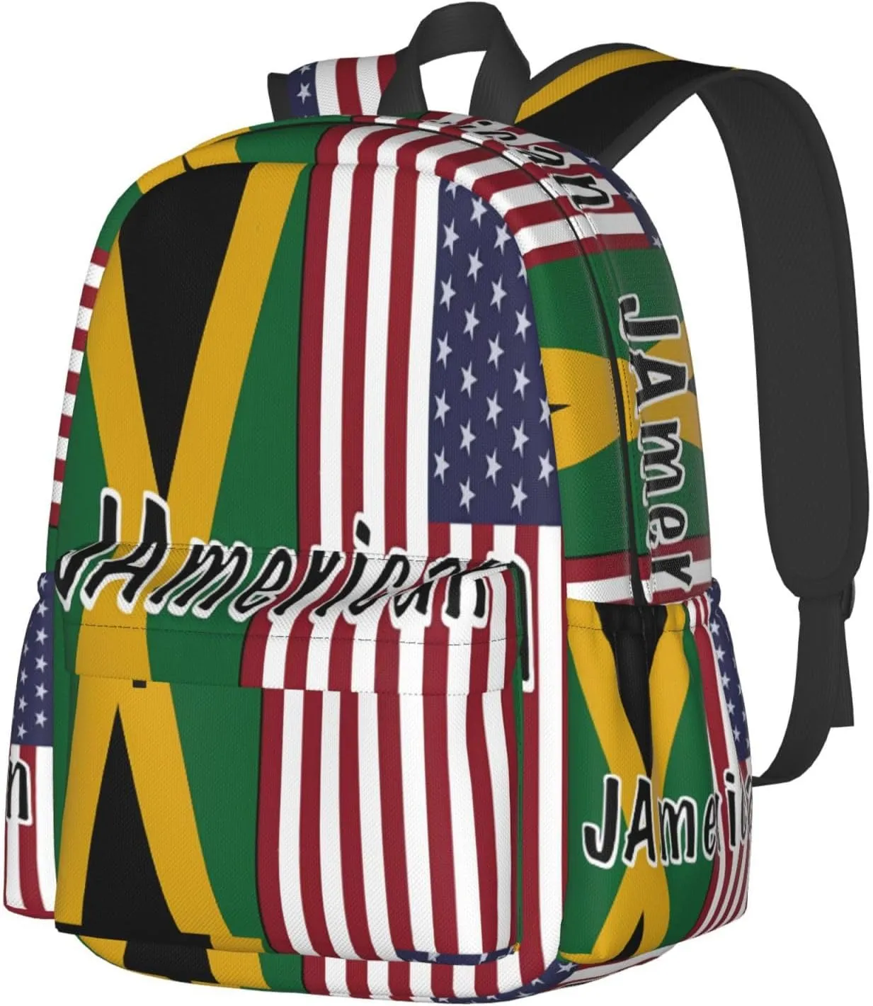 Jamaican Roots And American Flag Laptop Backpack Work Travel Backpacks Business Rucksack Casual Outdoor Daypack with Adjustable Strap Bags for Sports Office Gym Hiking