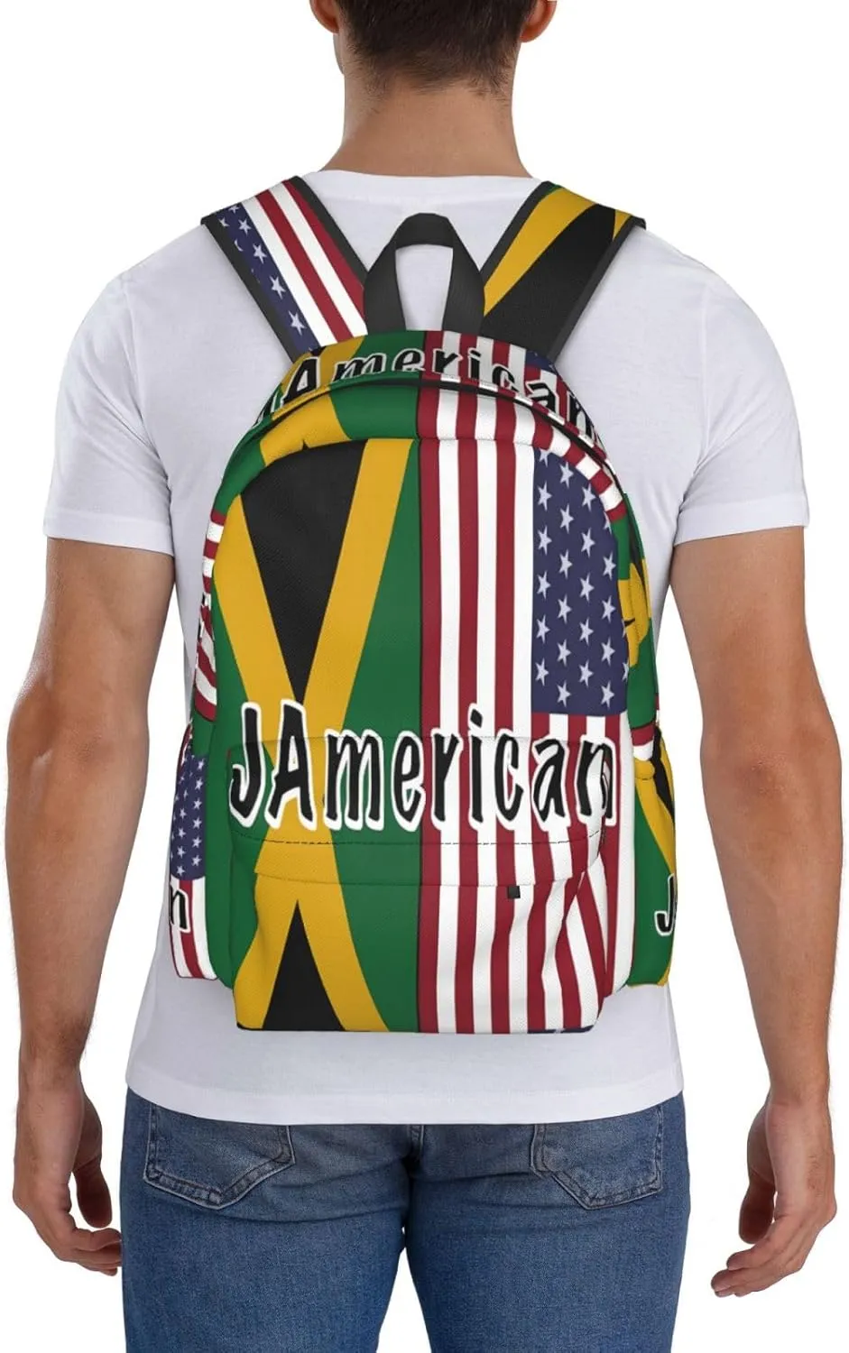 Jamaican Roots And American Flag Laptop Backpack Work Travel Backpacks Business Rucksack Casual Outdoor Daypack with Adjustable Strap Bags for Sports Office Gym Hiking