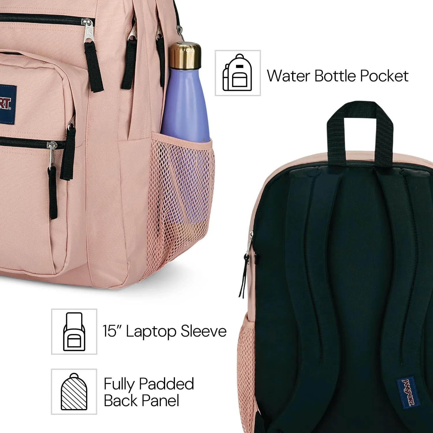 JanSport Laptop Backpack - Computer Bag with 2 Compartments, Ergonomic Shoulder Straps, 15” Laptop Sleeve, Haul Handle - Blue Dusk