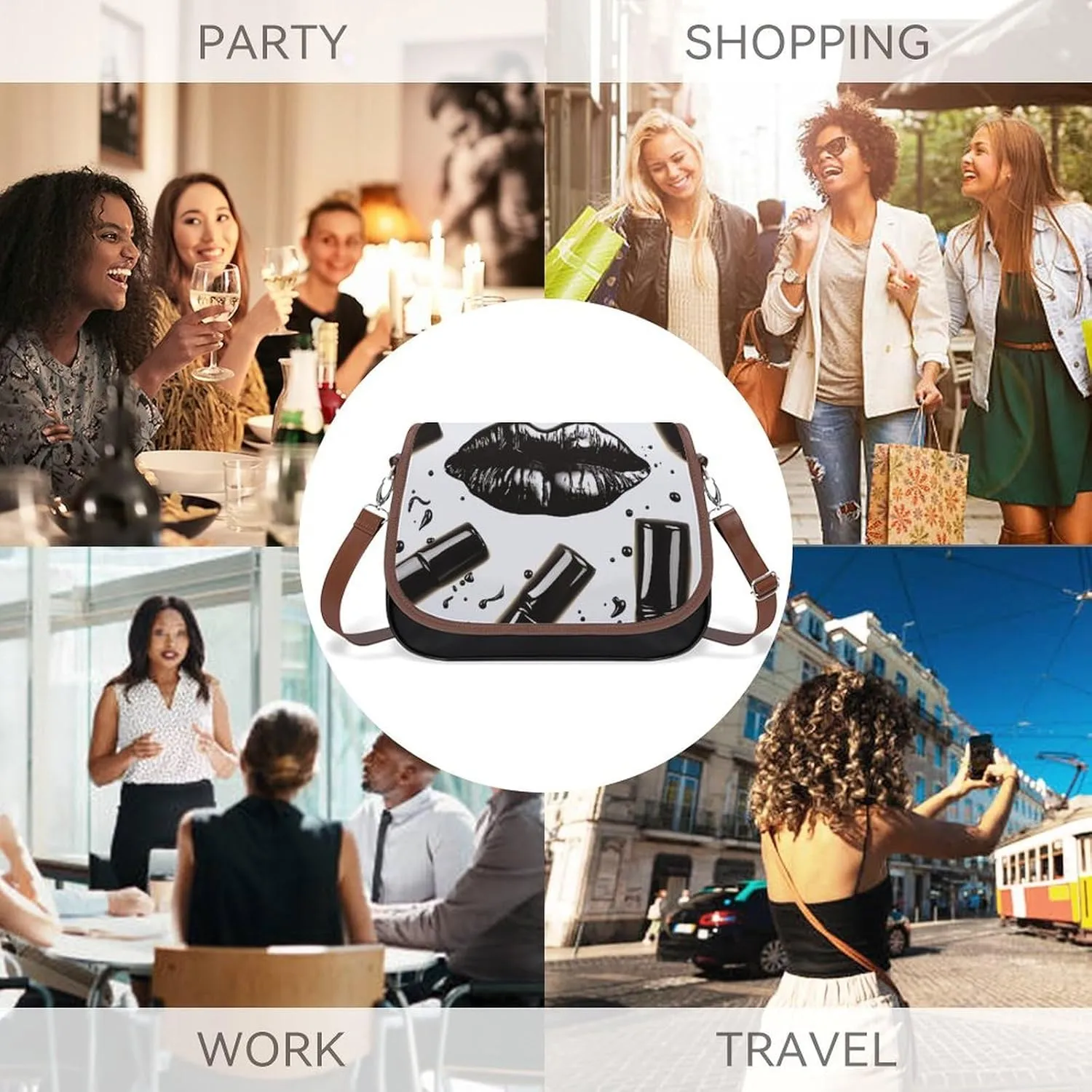 Japanese Sushi Shrimp Crossbody Bags for Women Travel Shoulder Bag Small Leather Cross Body Handbags
