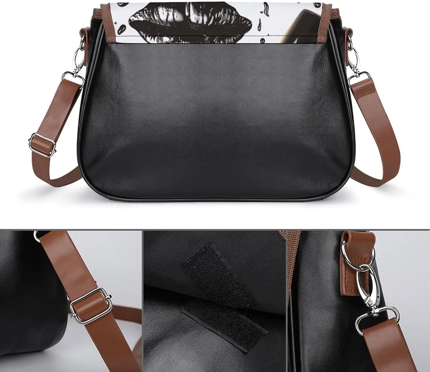Japanese Sushi Shrimp Crossbody Bags for Women Travel Shoulder Bag Small Leather Cross Body Handbags