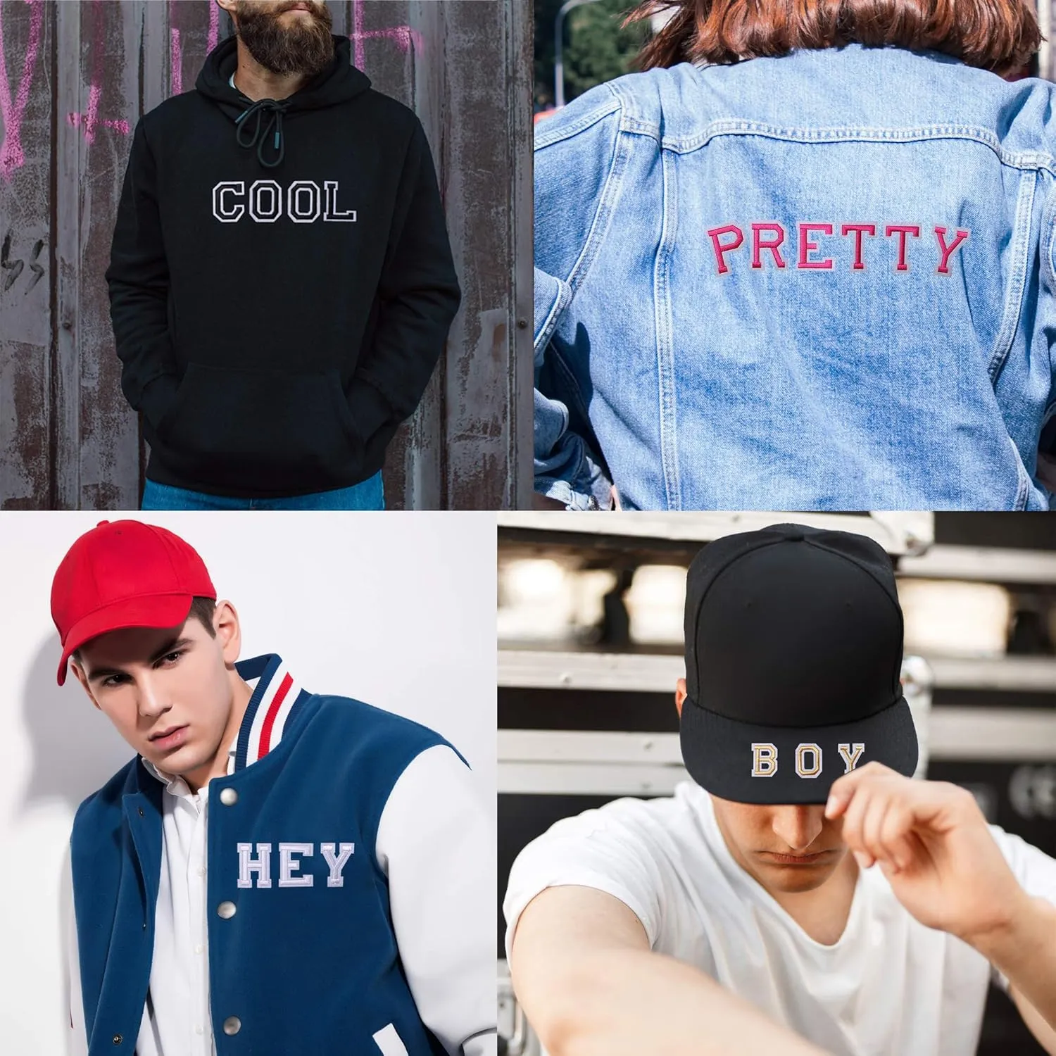 J.CARP 104Pcs White Alphabet A to Z Patches, Iron on Sew on Letters for Clothing, Hats, Shoes, Backpacks, Handbags, Jeans, Jackets etc.