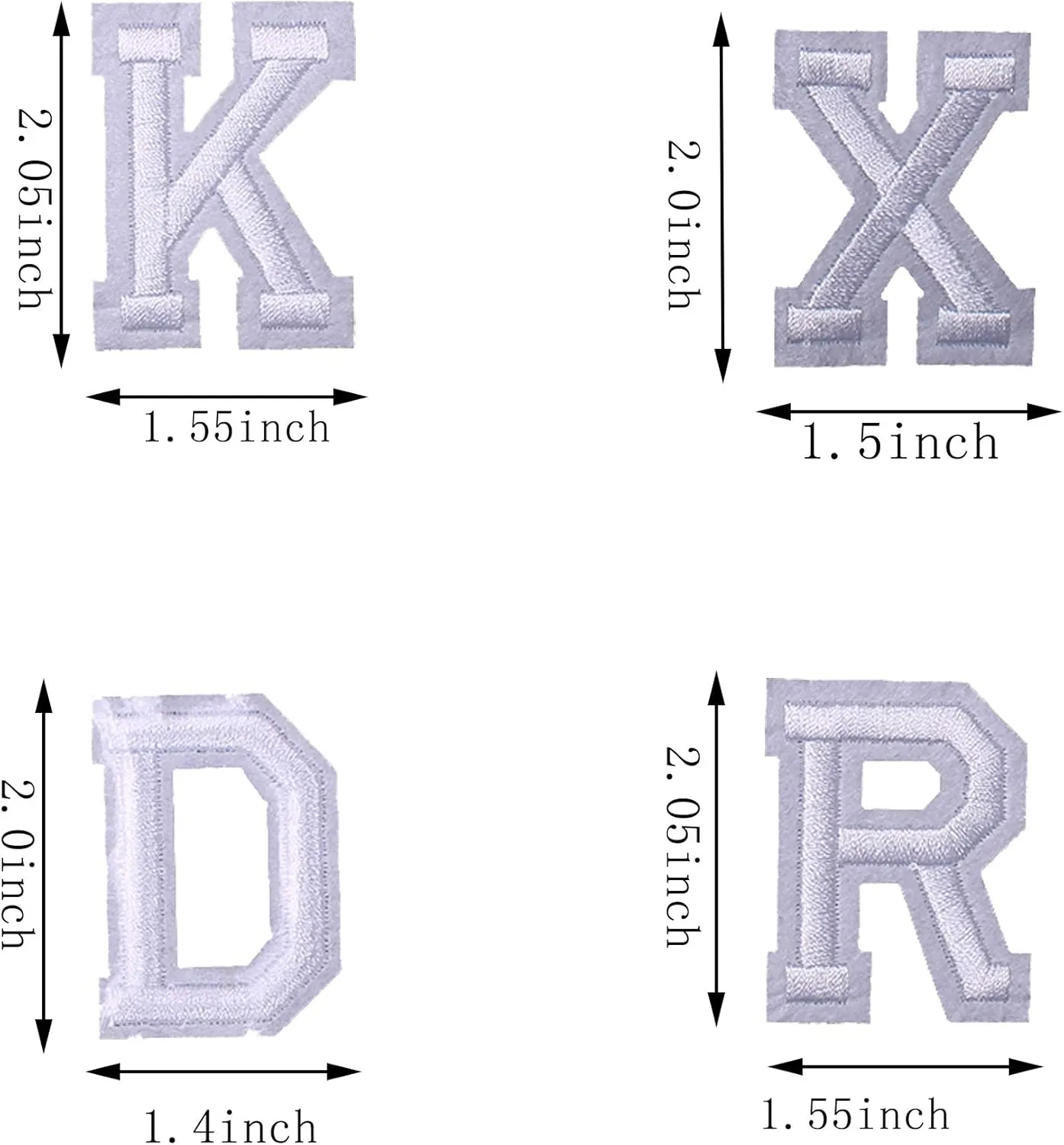 J.CARP 104Pcs White Alphabet A to Z Patches, Iron on Sew on Letters for Clothing, Hats, Shoes, Backpacks, Handbags, Jeans, Jackets etc.