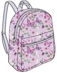 Jessica Simpson Waterproof Mini Vegan Leather Backpack Purse for Women, Travel, Work (Lilac Butterflies)