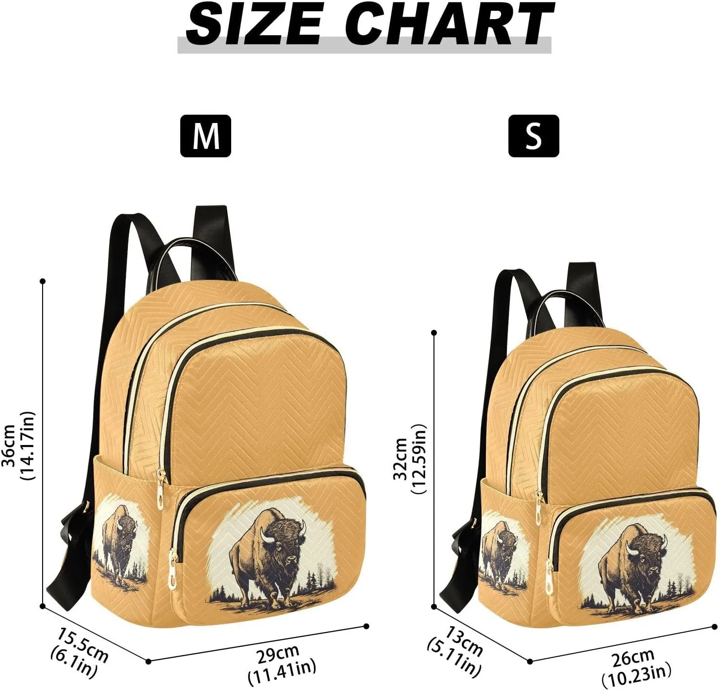 JIPONI Bison Bull Small Backpack for Women, Travel Purse Back Pack, Casual Daypack, Lightweight Bag-S