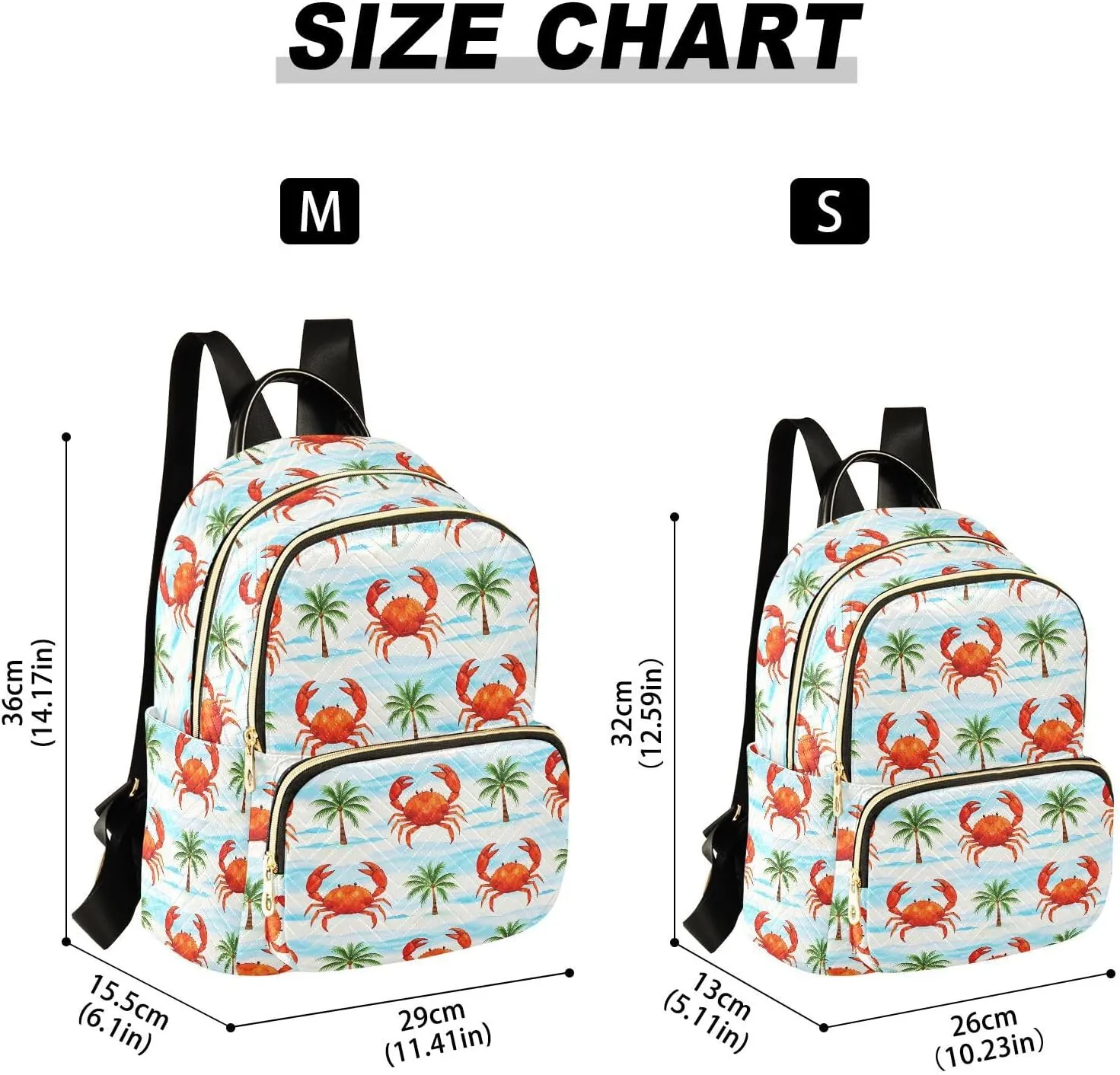 JIPONI Crab Coconut Tree Small Backpack for Women, Travel Purse Back Pack, Casual Daypack, Lightweight Bag-S