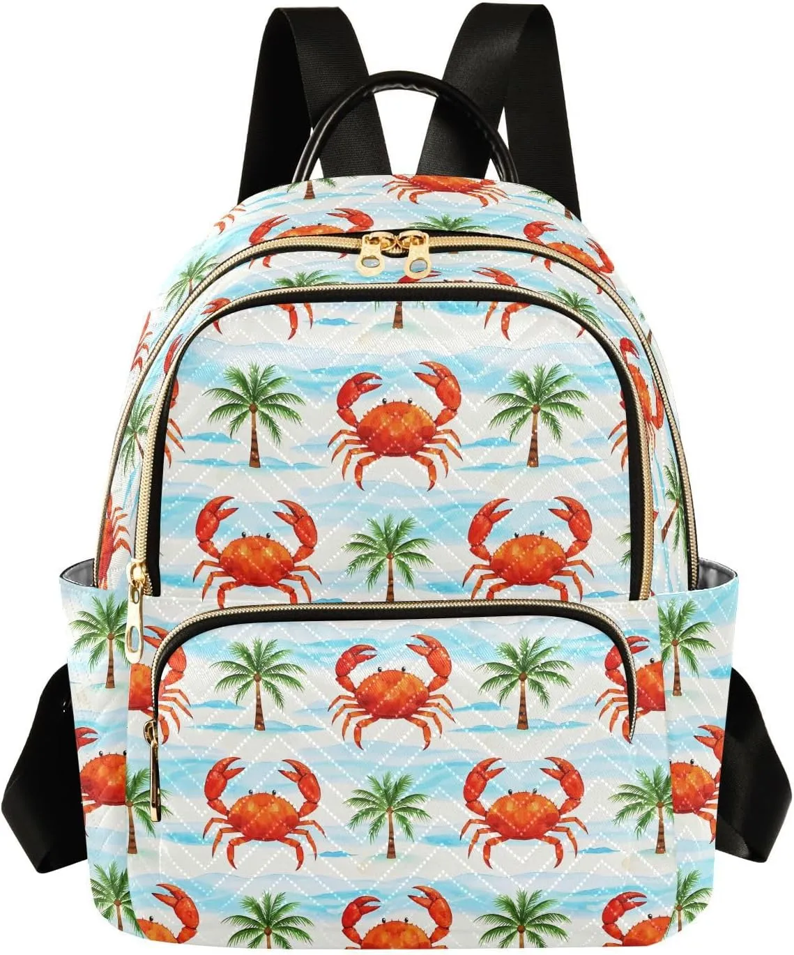 JIPONI Crab Coconut Tree Small Backpack for Women, Travel Purse Back Pack, Casual Daypack, Lightweight Bag-S