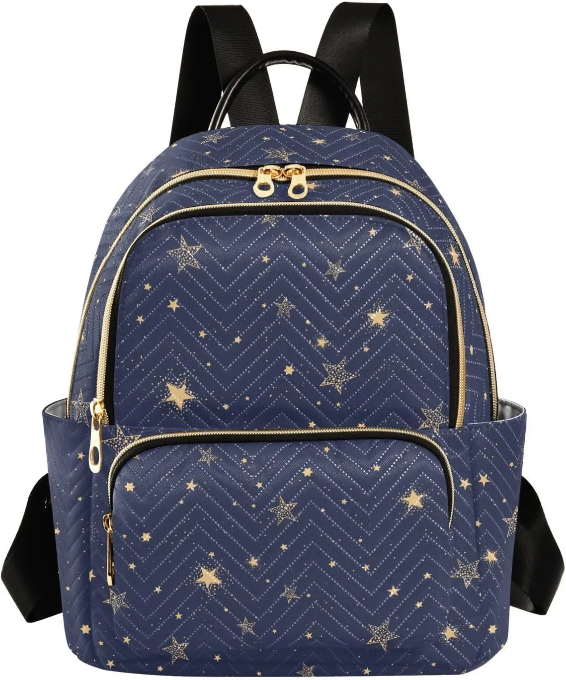JIPONI Cute Golden Stars Backpack Purse for Women Lightweight Back Pack Casual Daypack Travel Shoulder Bag Bookbag - S