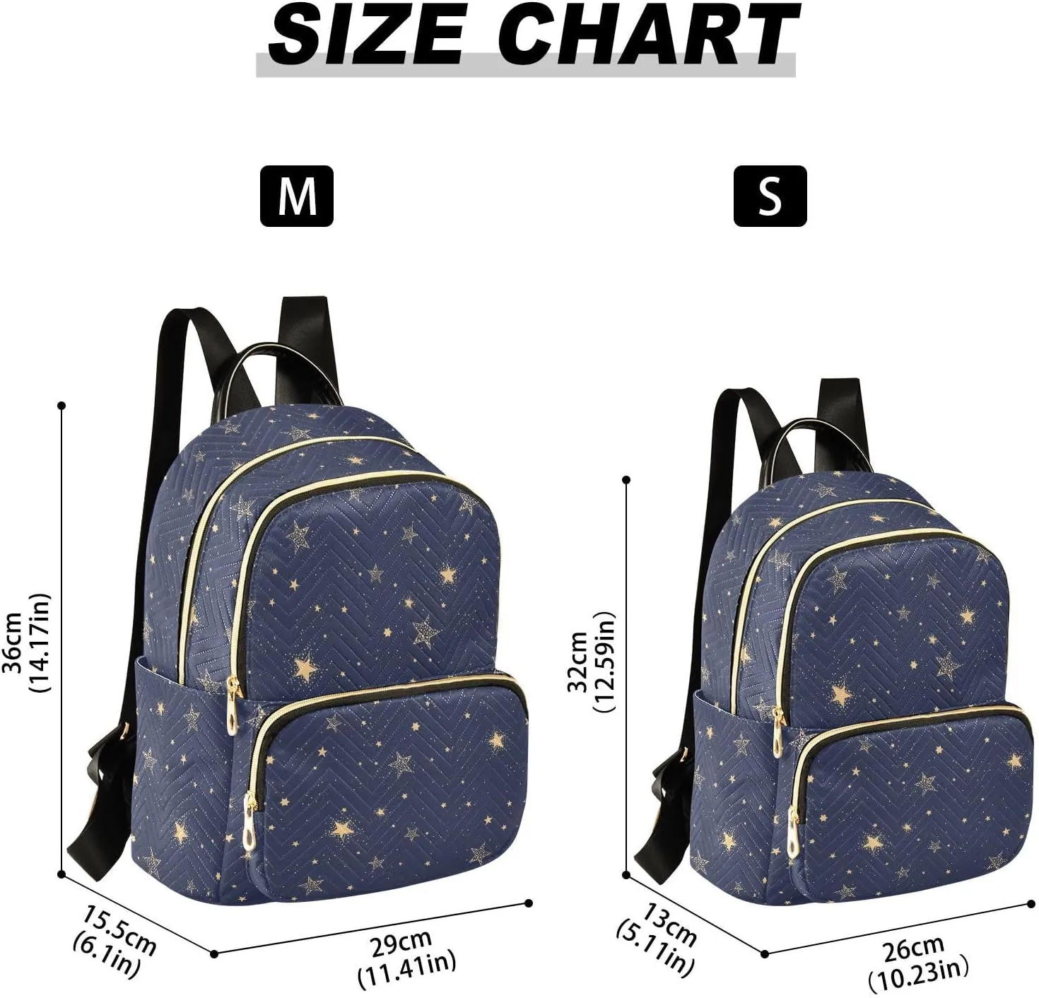 JIPONI Cute Golden Stars Backpack Purse for Women Lightweight Back Pack Casual Daypack Travel Shoulder Bag Bookbag - S