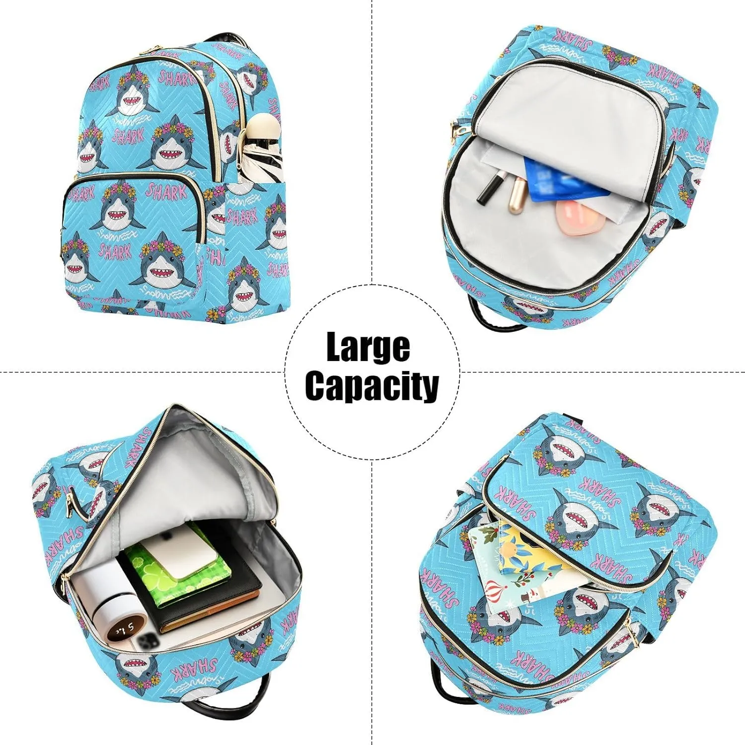 JIPONI Sharks and Garlands Small Backpack for Women, Travel Purse Back Pack, Casual Daypack, Lightweight Bag-S