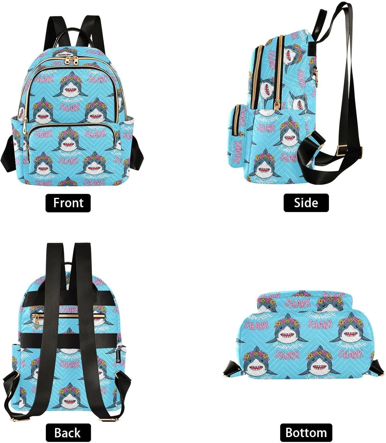 JIPONI Sharks and Garlands Small Backpack for Women, Travel Purse Back Pack, Casual Daypack, Lightweight Bag-S
