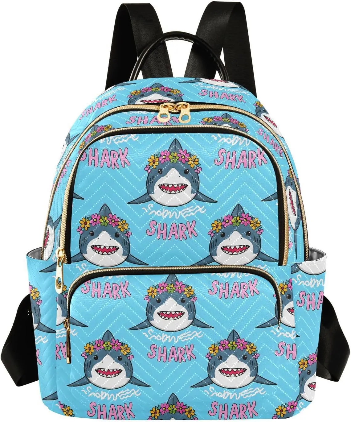 JIPONI Sharks and Garlands Small Backpack for Women, Travel Purse Back Pack, Casual Daypack, Lightweight Bag-S