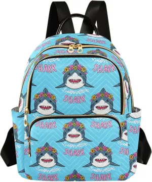 JIPONI Sharks and Garlands Small Backpack for Women, Travel Purse Back Pack, Casual Daypack, Lightweight Bag-S